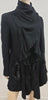 MARITHE FRANCOIS GIRBAUR DE JEAN Black Wool Large Collar Pleated Jacket Coat L