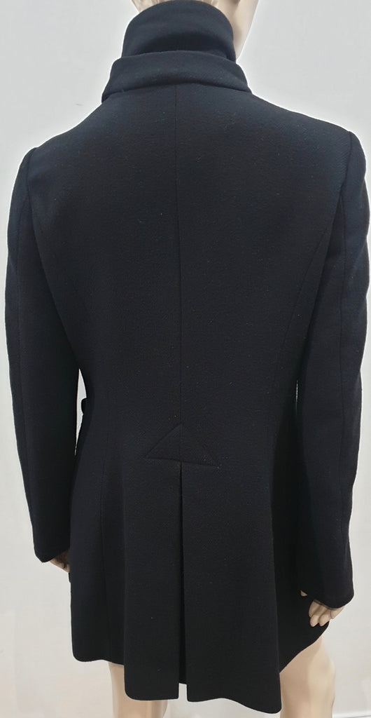 MARITHE FRANCOIS GIRBAUR DE JEAN Black Wool Large Collar Pleated Jacket Coat L