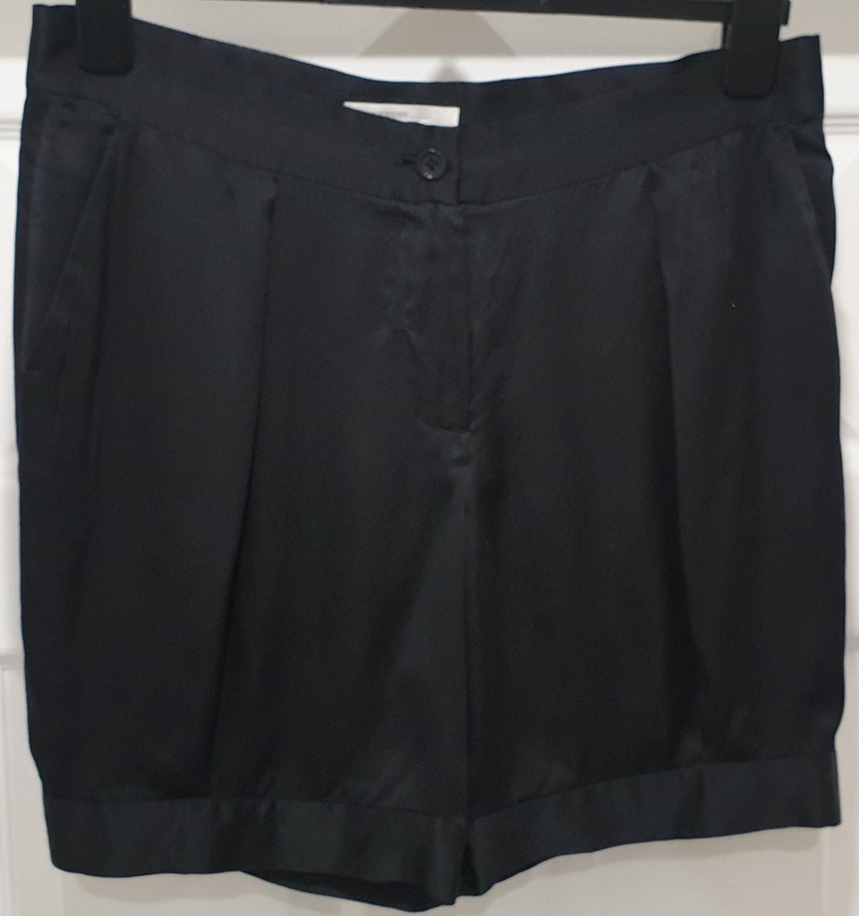 VANESSA BRUNO Designer Black 100% Silk Pleated Formal Evening Shorts 38 UK10