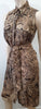 LAUREN RALPH LAUREN Brown Beige Linen Floral Print Sleeveless Shirt Dress UK10