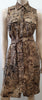 LAUREN RALPH LAUREN Brown Beige Linen Floral Print Sleeveless Shirt Dress UK10