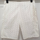 SEE BY CHLOE White Cotton Perforated Embroidered Partial Lined Shorts UK12