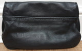 TORY BURCH Navy Black Leather Gold Tone Detachable Shoulder Strap Clutch Bag