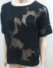 ISABEL MARANT ETOILE Black Cotton Floral Sheer Net Short Sleeve Blouse Top S