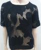 ISABEL MARANT ETOILE Black Cotton Floral Sheer Net Short Sleeve Blouse Top S