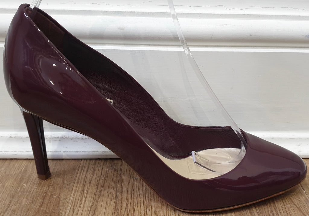 CHRISTIAN DIOR Burgundy Leather Patent Stiletto Heel Court Shoes Pumps 39 UK6