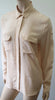 CUSTOMMADE Pale Peach Pink Silk Collared Long Sleeve Blouse Shirt Top 38; UK10