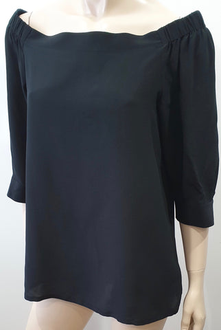 THEORY Women's Black Silk V Neck Sleeveless Layered A-Line Formal Dress 8 UK12