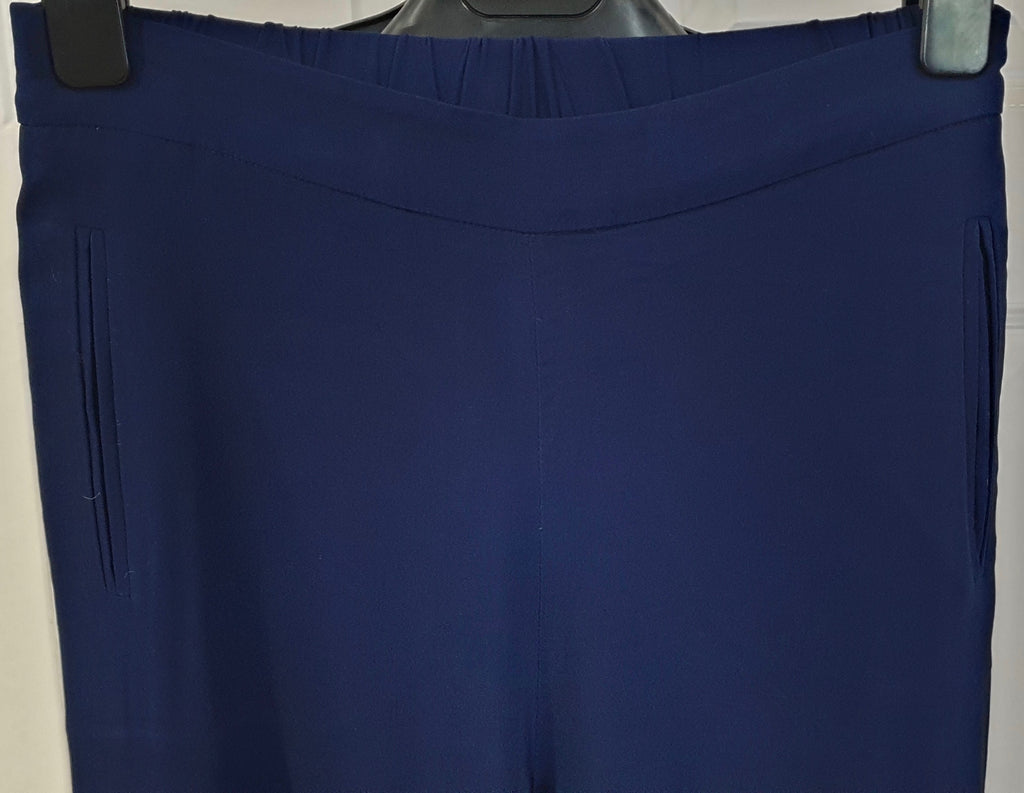 TWINSET MILANO Royal Blue Elastic Hemline Crop Capri Trousers Pants IT42 UK10