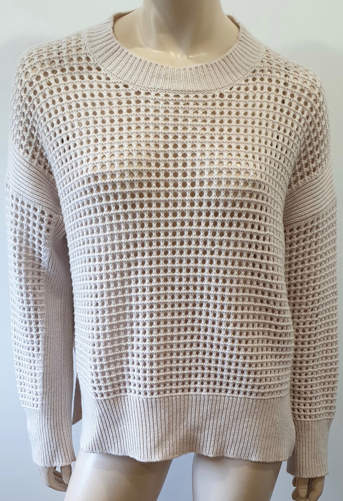 AGNONA Cream Cashmere Round Neck Long Sleeve Loose Knit Jumper Sweater Top