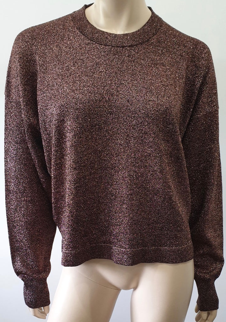 ISABEL MARANT Copper Metallic Fine Knit Long Sleeve Jumper Sweater Top 40 UK12