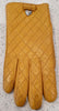 COACH Yellow Leather Quilted Bow & Silver Tone Branded Merino Wool Lined Gloves
