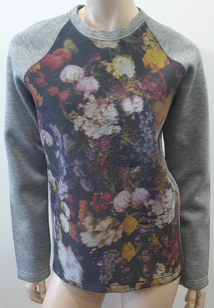 MARKUS LUPFER Grey & Multi Colour Woodland Floral Sweater Sweatshirt Top M/L