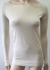 THEORY Cream Merino Wool Fine Knit Scoop Neck Long Sleeve Jumper Sweater Top P