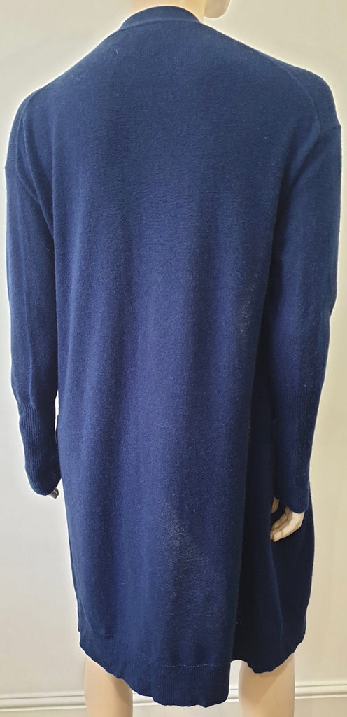 THEORY Blue 100% Cashmere Long Length Open Front Knitwear Cardigan S