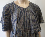 MIH COLLECTION Blue Grey Beige Silk Short Sleeve Layered Printed Blouse Top M
