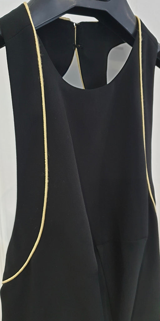 RACHEL RACHEL ROY Black Sleeveless Gold Trim Backless Evening Jumpsuit 4 UK8