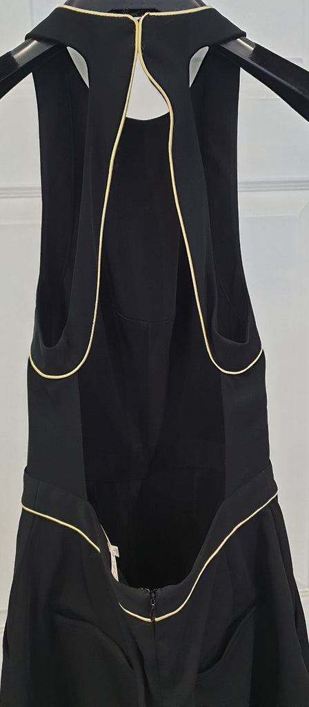 RACHEL RACHEL ROY Black Sleeveless Gold Trim Backless Evening Jumpsuit 4 UK8
