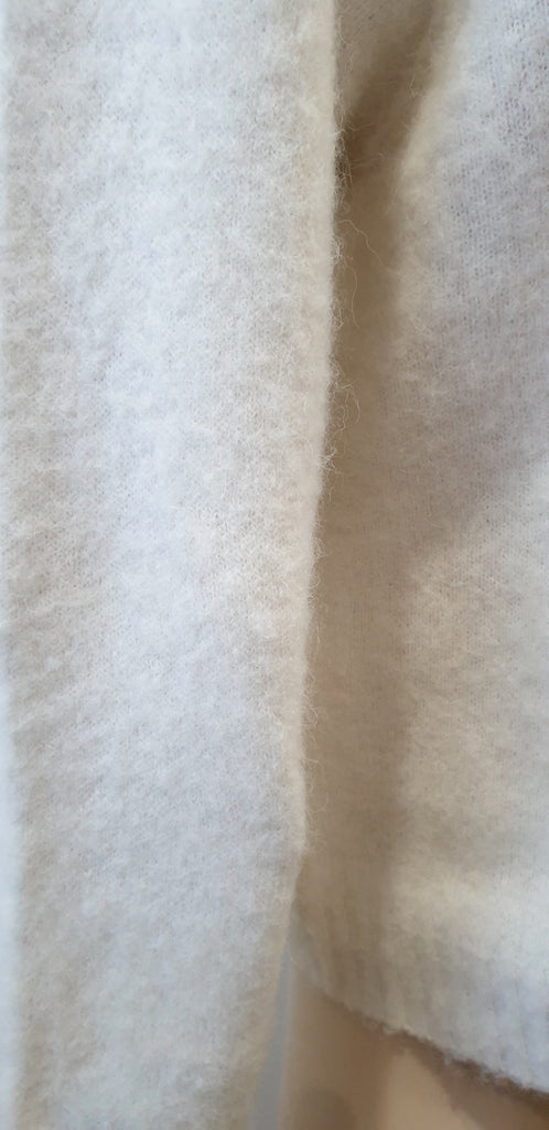 SPORTMAX CODE Cream Round Neck Long Sleeve Fluffy Knit Jumper Sweater Top M