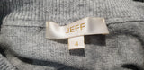 JEFF KNITWEAR Grey Cotton Cashmere Blend Ruffle Trim Jumper Sweater Top UK12