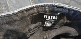 VERSUS VERSACE Menswear Charcoal Grey Medusa Distressed Fray Jeans Pants 36