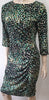 FARHI BY NICOLE FARHI Green White Black Animal Print Ruched Pencil Dress UK10