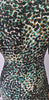 FARHI BY NICOLE FARHI Green White Black Animal Print Ruched Pencil Dress UK10