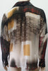 PINKO Multi Colour Abstract Print Sheer Crossover Long Sleeve Blouse Shirt Top