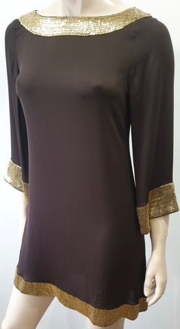 CAROLINA HERRERA Black Cream Sleeveless Dress With Matching Cardigan UK6 XS