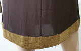 ALICE & OLIVIA Brown Silk Stretch Gold Sequin Trim Kaftan Style Short Mini Dress