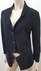 MARITHE FRANCOIS GIRBAUD Black Collared V Neck Stretch Fabric Blazer Jacket UK14