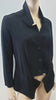 MARITHE FRANCOIS GIRBAUD Black Collared V Neck Stretch Fabric Blazer Jacket UK14