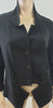 MARITHE FRANCOIS GIRBAUD Black Collared V Neck Stretch Fabric Blazer Jacket UK14