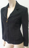 GUCCI Black Silk Blend Collared Gold Tone GG Zip Front Blazer Jacket Top I40 UK8