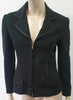 GUCCI Black Silk Blend Collared Gold Tone GG Zip Front Blazer Jacket Top I40 UK8