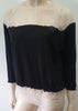 STELLA MCCARTNEY Black Silk Cream Sheer Chiffon Panel Sweater Jumper Top 38 UK8