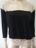 STELLA MCCARTNEY Black Silk Cream Sheer Chiffon Panel Sweater Jumper Top 38 UK8
