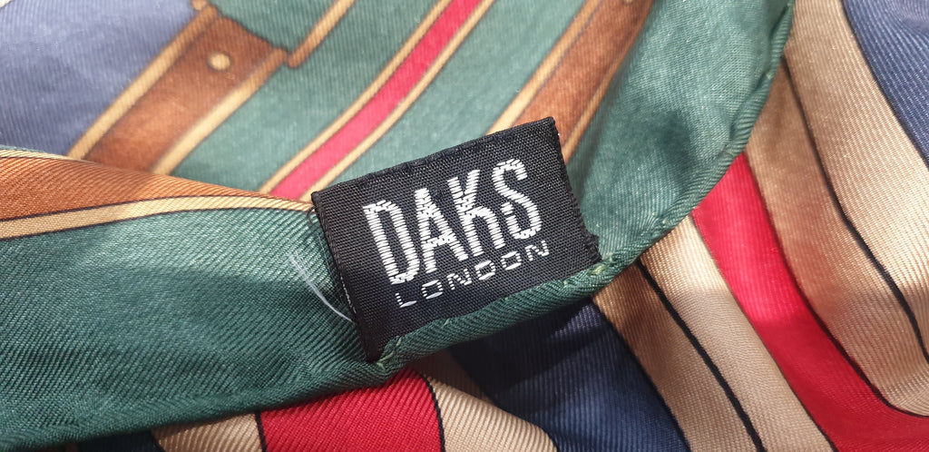 DAKS LONDON Women's Multi Colour Pure Silk Circus Print Square Neckerchief Scarf