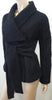 ALLEGRA HICKS Black Wool Large Collar Wide Belted Silk Lined Blazer Jacket UK10