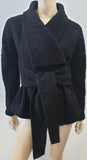 ALLEGRA HICKS Black Wool Large Collar Wide Belted Silk Lined Blazer Jacket UK10