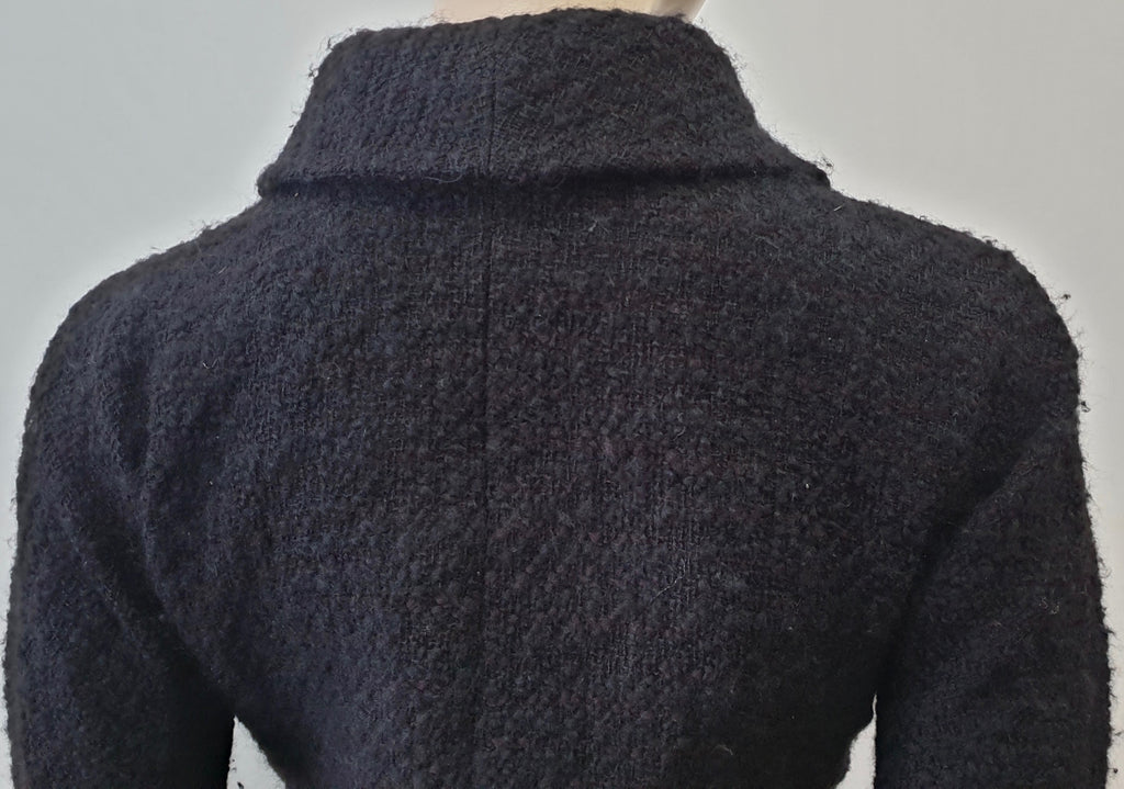 ALLEGRA HICKS Black Wool Large Collar Wide Belted Silk Lined Blazer Jacket UK10