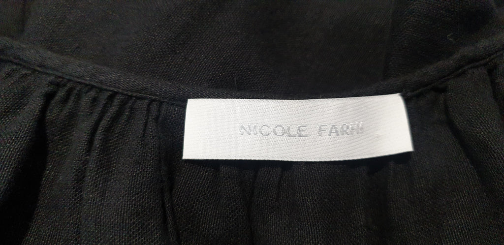 NICOLE FARHI Black Linen Cotton Sleeveless Elasticated Hemline Cami Camisole Top