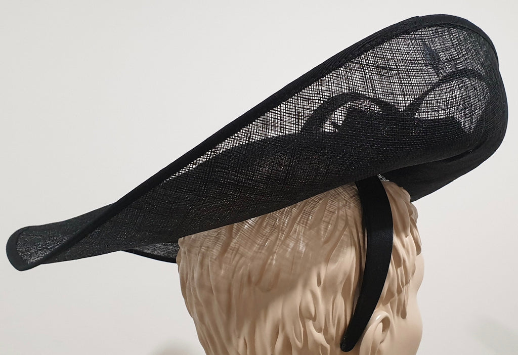 Women's Black Sinamay Occasion Wear Wedding Races Headband Fascinator Hat
