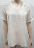 PURE COLLECTION Cream Sheer Silk Round Neck Short Sleeve Blouse Shirt Top UK14