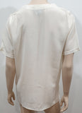PURE COLLECTION Cream Sheer Silk Round Neck Short Sleeve Blouse Shirt Top UK14