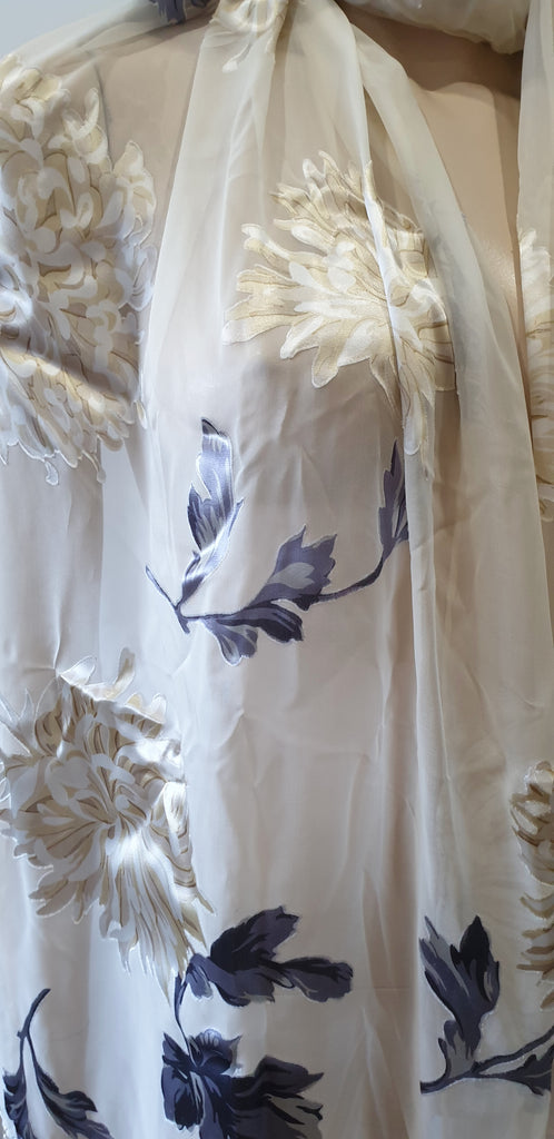 HELEN DAVID ENGLISH ECCENTRICS Cream & Multi Colour Floral Fringed Long Scarf