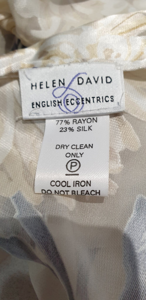 HELEN DAVID ENGLISH ECCENTRICS Cream & Multi Colour Floral Fringed Long Scarf