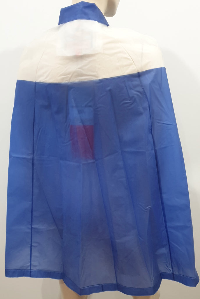 HUNTER ORIGINAL Blue White Polyurethane Collared Casual Rain Cape UK6-8 BNWT