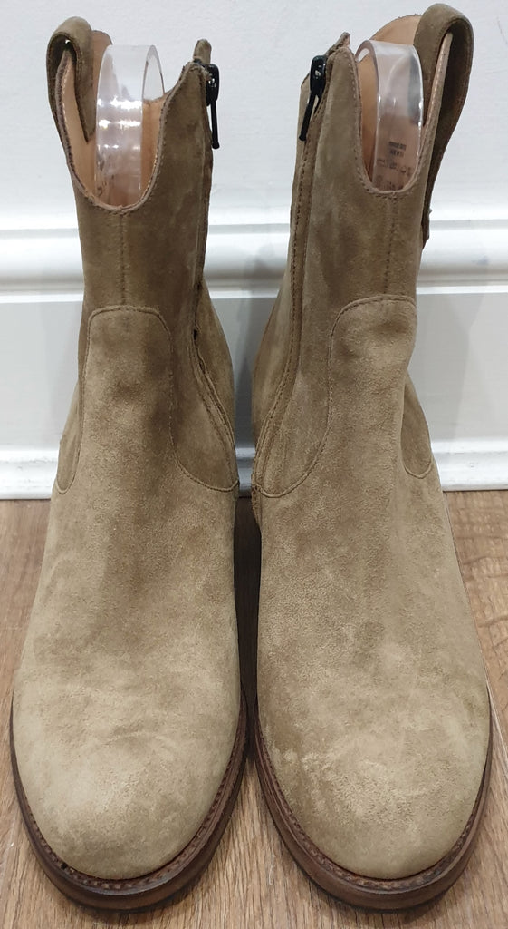 FREELANCE Sand Camel Suede Silver Star Detail Ankle Boots EU39.5 UK6.5 NEW!