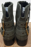 GIUSEPPE ZANOTTI Army Green Fabric Dual Zip Buckle Fasten Ankle Boots UK7 NEW!
